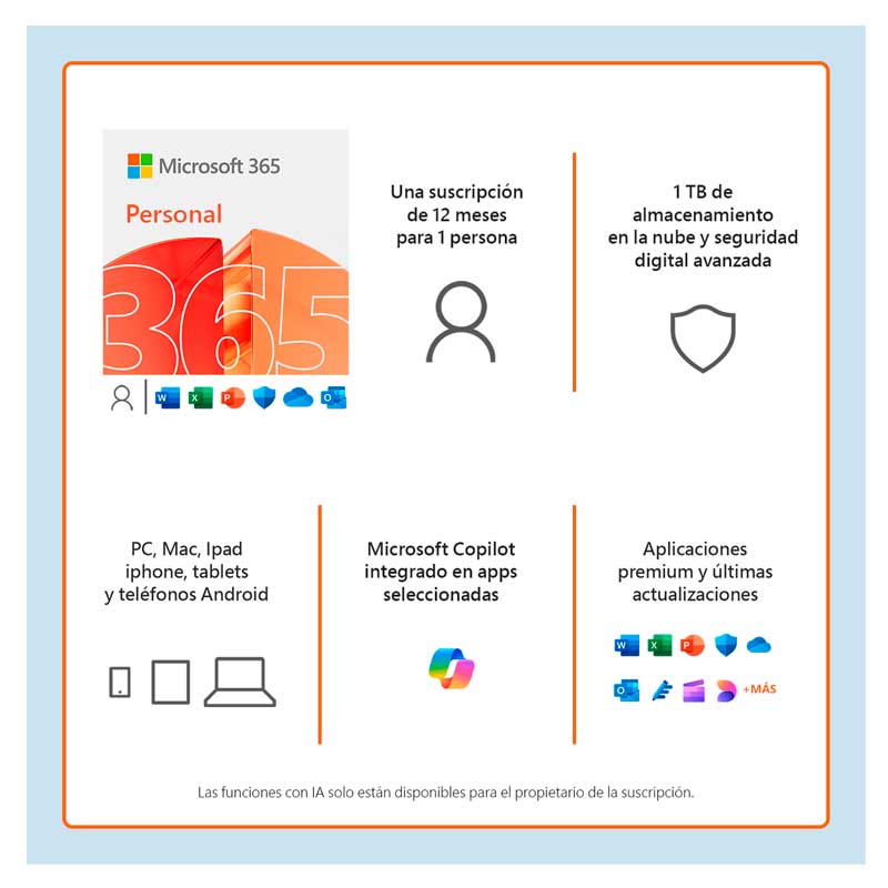 [QQ2-00008TP] Licencia de Microsoft 365 Personal ESD 1 Año ***FISICA***
