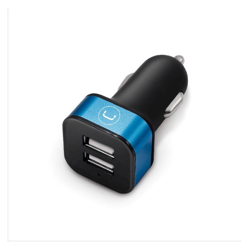 Cargador Unno Tekno PW5021BK para Carro Dual USB-A 3.4A Negro/Celeste