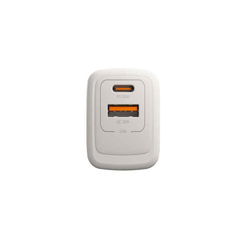 [PW5062WT] Cargador de Pared Unno Tekno PowerPro Dual USB USB-C 20W​​ Blanco