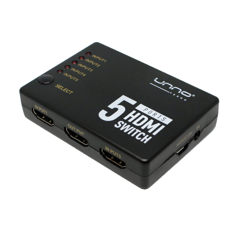 Splitter Unno Tekno HB1203BK 5 Puertos HDMI 4K