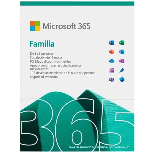 [6GQ-00088TP] Licencia de Microsoft 365 Familia ESD 1 Año ***FISICA***