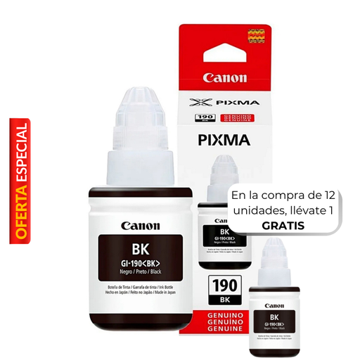 [0667C001] Botella de Tinta Canon GI-190BK Negro 135ml