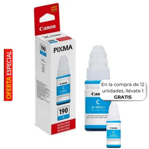 [0668C001] Botella de Tinta Canon GI-190C Cian 70ml