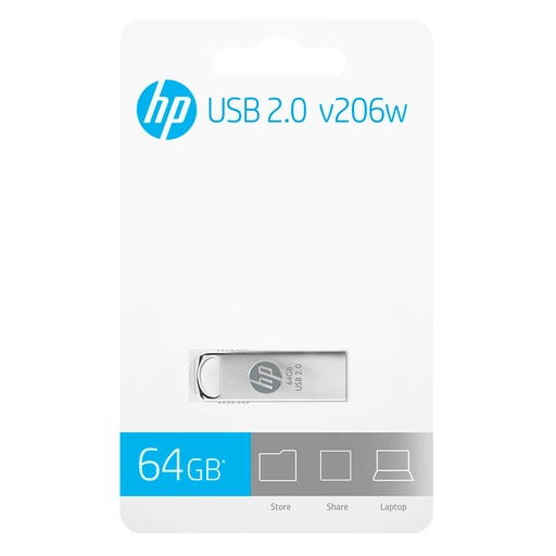 [HPFD206W-64GB] Memoria USB HP 64GB v206W 2.0 Flash Drives Plateado