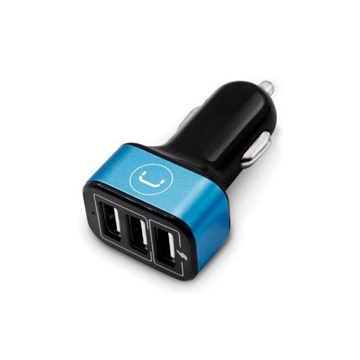 [PW5022BK] Cargador Unno Tekno PW5022BK para Carro Triple USB-A 6.0A Negro/Celeste
