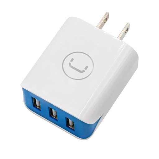 [PW5054WT] Cargador de Pared Unno Tekno PW5054WT Triple USB-A 3.1 20W​​ Blanco/Azul