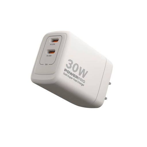 [PW5064WT] Cargador de Pared Unno Tekno PowerPro Dual USB-C 30W​​ Blanco