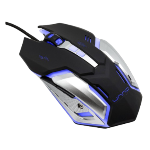 [MS6610BK] Mouse Gaming Alámbrico Unno Tekno Brave Óptico 2400DPI Negro-Gris