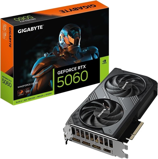 [GV-N5060WF2OC-8GD] Tarjeta de Video 8GB GDDR7 Gigabyte WINDFORCE OC GeForce RTX 5060 HDMI DP PCIe 5.0
